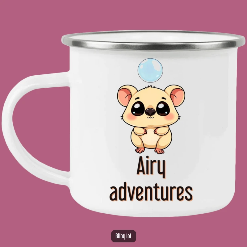 Funny Curious Marsupial Camping Mug: Bubble Watching Buddy, Whimsical Funny Gift!