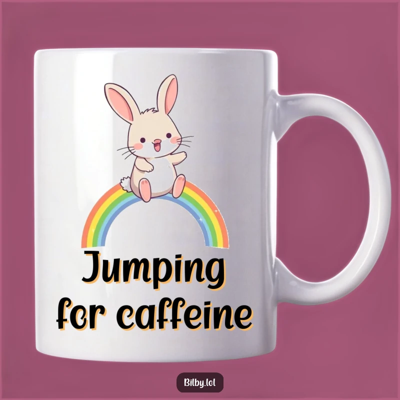 Funny Rainbow Hopping Bilby Mug - Joyful & Sparkly Gift for Dreamers