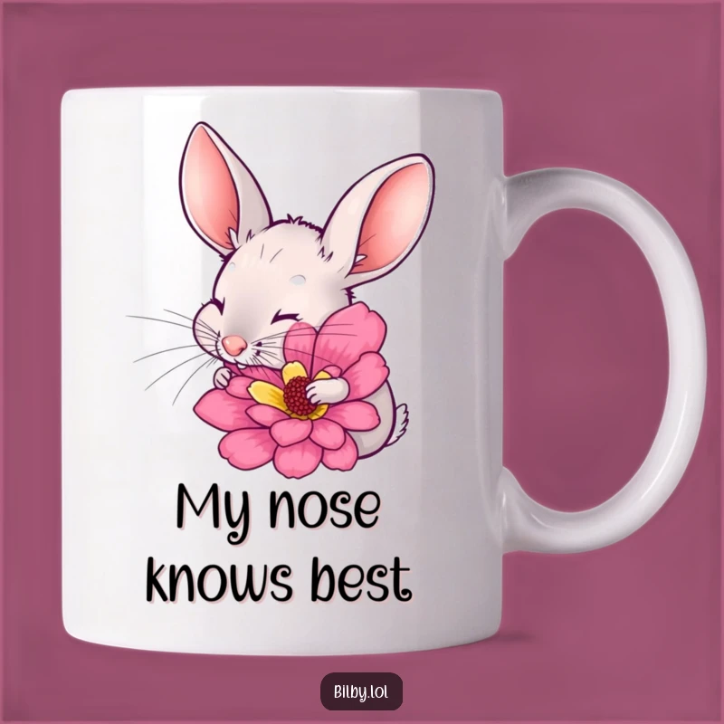 Funny Sniffing Bilby Mug - Excitable Flower Lover's Humorous Gift