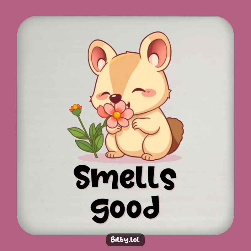 Funny Sniffing Marsupial Coaster: Protect Surfaces with Flower Charm, Unique Funny Gift!