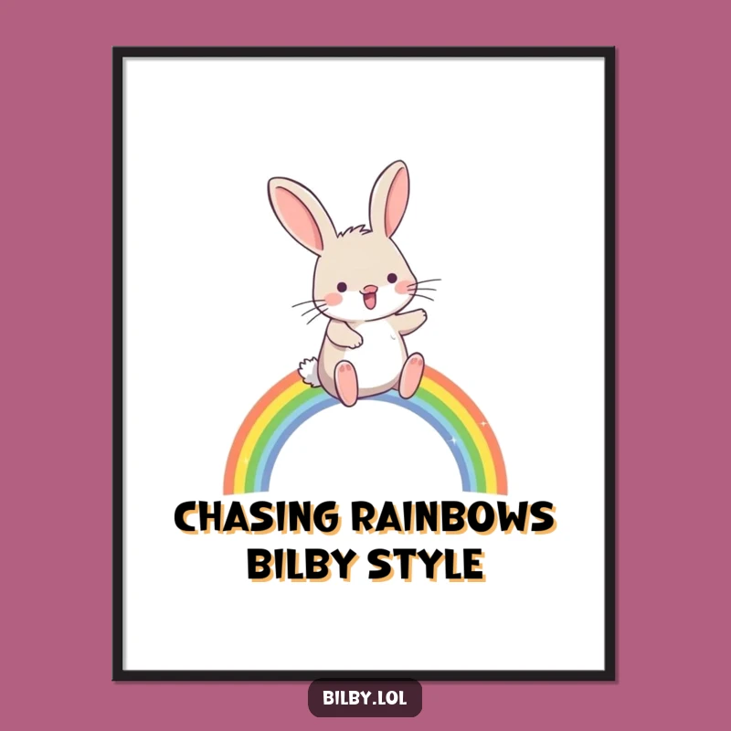 Free Printable Bilby Rainbow Wall Art - Funny Hopping Downloadable Decor