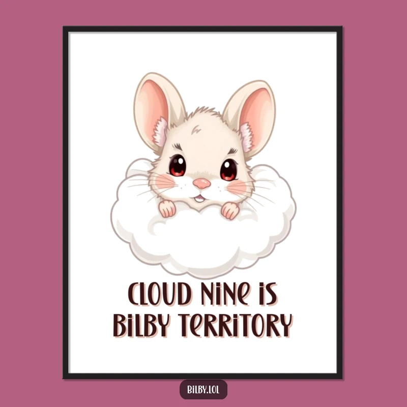 Free Printable Bilby Wall Art - Funny Fluffy Cloud Downloadable Decor
