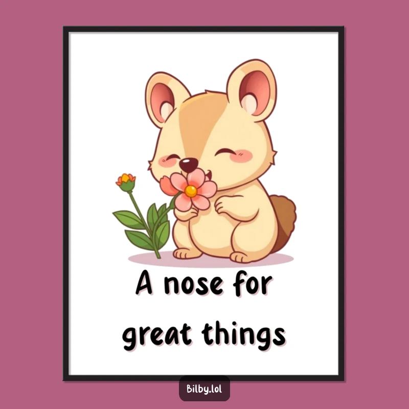 Free Printable Wall Art: Happy Sniffing Marsupial, Funny Downloadable Decor