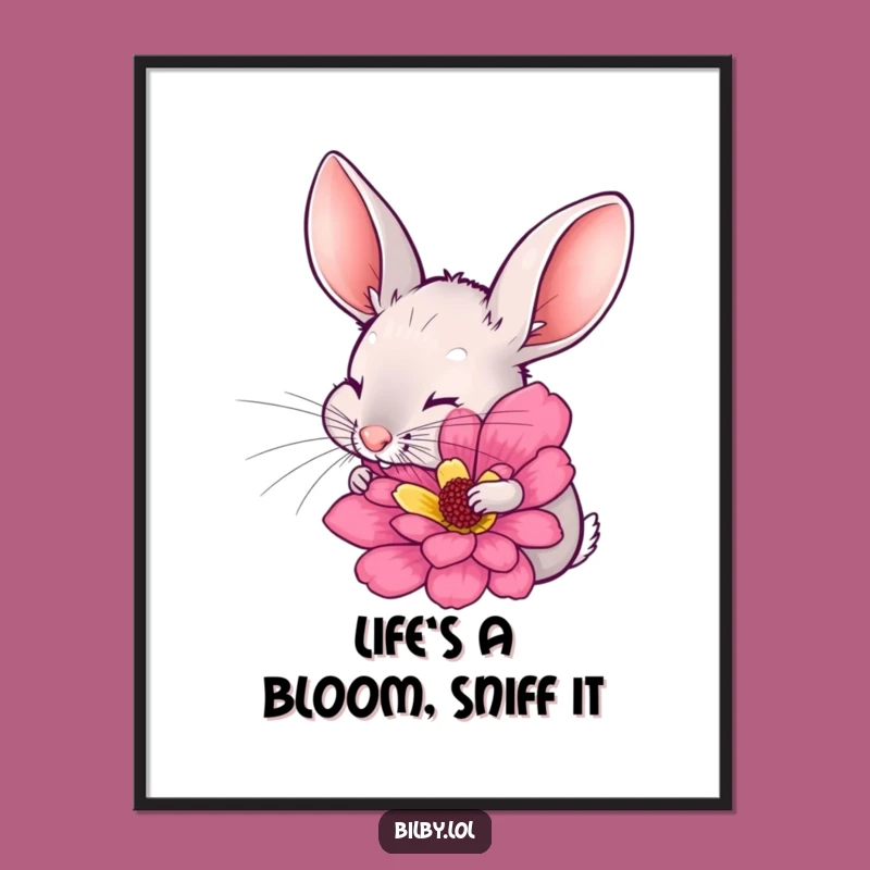 Free Printable Bilby Flower Wall Art - Funny Sniffing Downloadable Decor