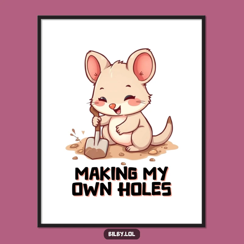 Free Printable Wall Art: Cute Digging Marsupial, Funny Downloadable Decor Gift