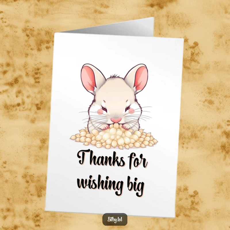 Funny Free Printable Bilby Thank You Card: Bilby burying nose in fluffy dandelion seeds, great downloadable gratitude.