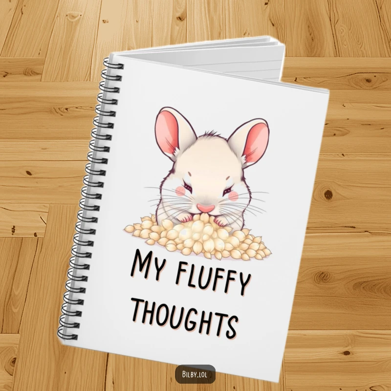Funny bilby burying its nose in a pile of soft, fluffy dandelion seeds on a notebook cover, great for jotting down gentle ideas as a gift.
