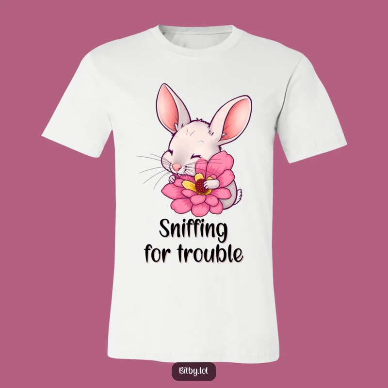 Funny Bilby Flower Sniffer T-Shirt - Excitable & Vibrant Gift Apparel