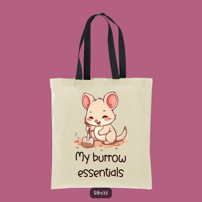 Funny Marsupial Digging Tote Bag: Cute Fuzzy Pal with Shovel, Stylish Funny Gift!